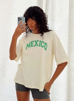 Princess Polly Mexico Graphic Tee Off White