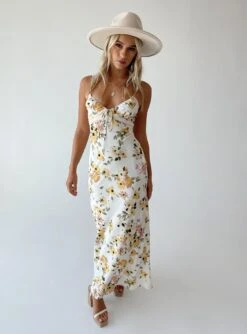 Princess Polly Emily Maxi Dress White / Yellow Floral
