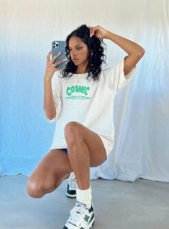 Princess Polly Cosmic Puff Tee Grey / Green