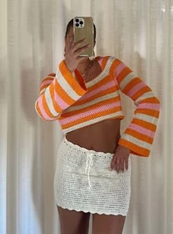 Princess Polly Mirrabook Crochet Mini Skirt White