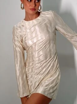 Princess Polly Venaya Mini Dress Champagne -Polly Clothing Shop 00 modelinfo milli us2