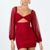 Merley Long Sleeve Mini Dress Burgundy -Polly Clothing Shop 1 modelinfo Kiana us2 175387f9 3f1a 4cd5 a126 fa94b8690b37