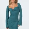 Princess Polly Hampstead Long Sleeve Mini Dress Teal -Polly Clothing Shop 1 modelinfo Saskia us2 5e9402ab 0b21 4bf0 bcb4 33df70304e11