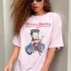 Princess Polly Betty Boop Oversized Biker Tee Pink -Polly Clothing Shop 1 modelinfo ashley us2 0d456c56 1108 4e25 b1f2 5dca2cc937db