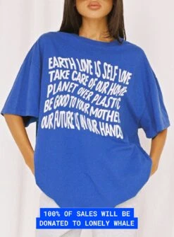Organic Be Kind Charity Oversized Tee Blue