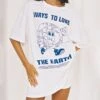Organic Cotton Love The Earth Charity Oversized Tee White -Polly Clothing Shop 1 modelinfo camelia us2 b5e88e4c f31b 48d0 939b ffd8189e6092