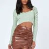 Princess Polly Davis Ruched PU Mini Skirt Brown -Polly Clothing Shop 1 modelinfo kiele us2 e4bab476 fb51 48c6 8c2d 405805ccc653