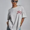 JGR & STN Major League Oversized Tee Snow Grey Marle -Polly Clothing Shop 1 modelinfo kinsey us2 f4418ff3 78f1 4da3 9af4 204d0e6cc13e