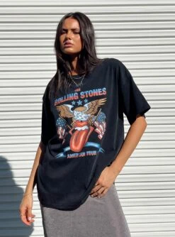 Princess Polly The Rolling Stone American Tour Oversized Tee Black