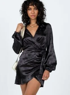 Princess Polly Allira Wrap Mini Dress Black