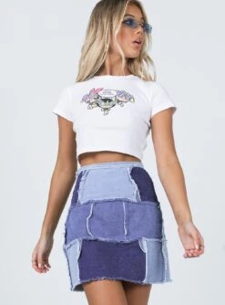 Princess Polly Catherine Patchwork Mini Skirt Denim