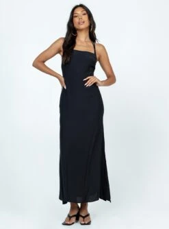 Princess Polly Angela Tie Maxi Dress Black -Polly Clothing Shop 2 modelinfo Vivien us4 0143d05e 4b06 4c62 9790 de88f2f062f3