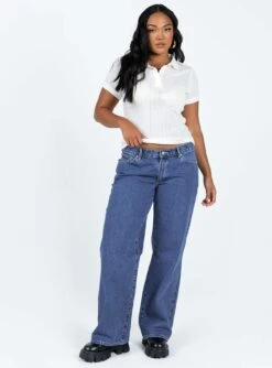 Princess Polly Long Beach Polo Top Cream -Polly Clothing Shop 2 modelinfo rheanna us6 49995288 1f35 46b6 8574 a59b3190984f