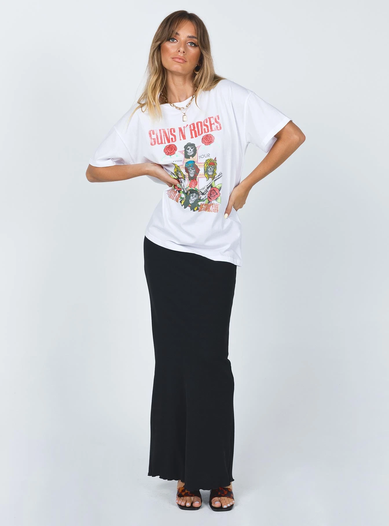 Princess Polly Guns N' Roses 1988 Tour Tee White 5 Princess Polly Guns N' Roses 1988 Tour Tee White - Image 3