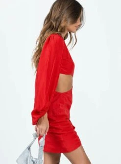 Princess Polly Karter Mini Dress Red -Polly Clothing Shop 3 modelinfo elise us2 33bf1c72 2776 4462 bec8 2ff31b39b8f8