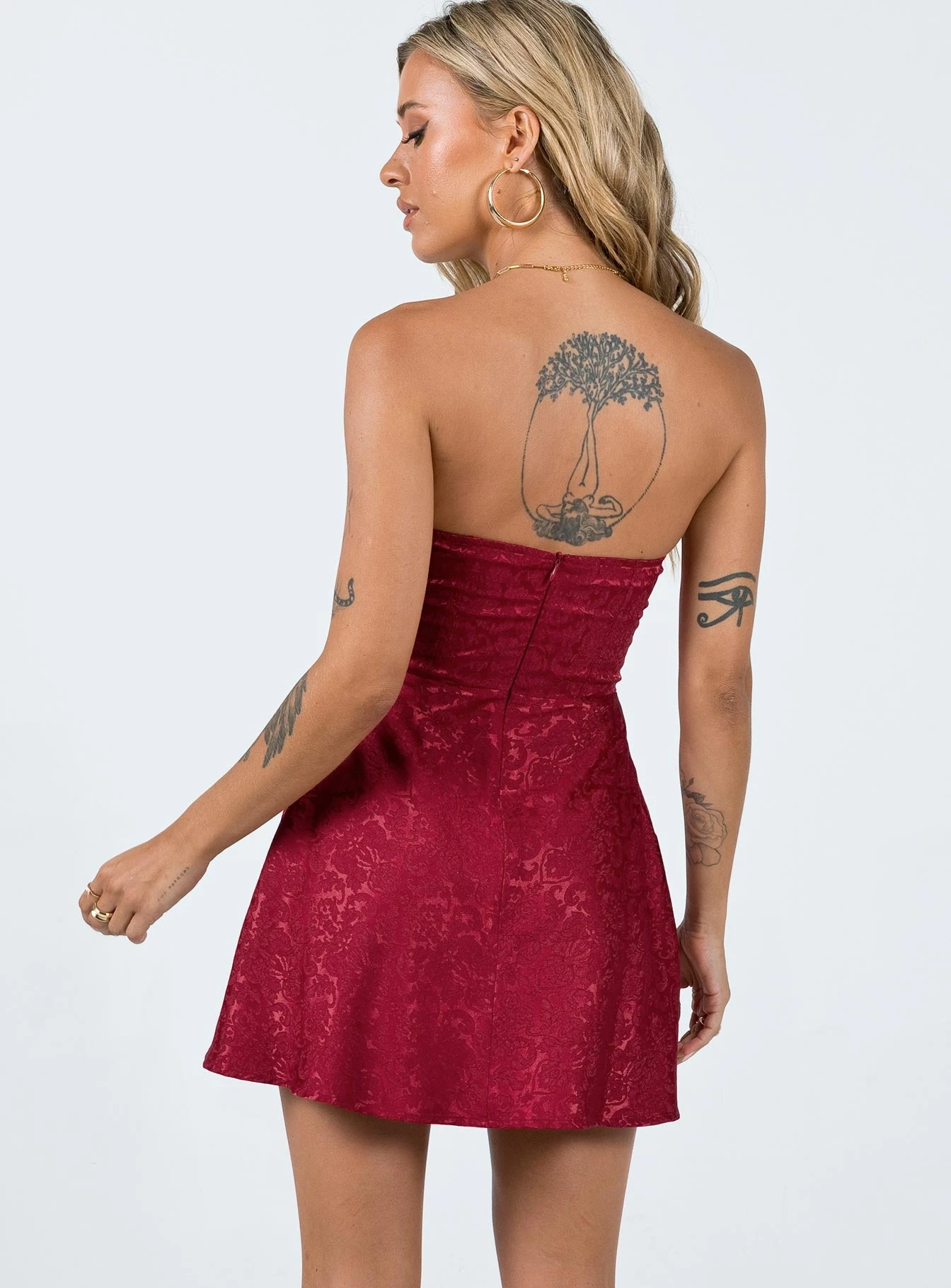 Princess Polly Lenette Mini Dress Burgundy 7 Princess Polly Lenette Mini Dress Burgundy - Image 5