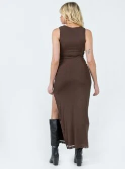 Brenly Mesh Maxi Dress Brown -Polly Clothing Shop 4 modelinfo susanna us4 647dc29c e012 4667 832b 4efe9f35a286