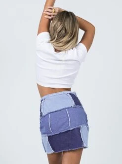 Princess Polly Catherine Patchwork Mini Skirt Denim -Polly Clothing Shop 4 862505b5 b1f1 4f88 b131 6a58c0708834