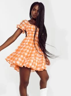 Princess Polly Danny Mini Dress Orange -Polly Clothing Shop Danny Mini Dress Orange 1