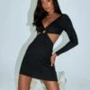 Princess Polly Lucia Cut Out Mini Dress Black -Polly Clothing Shop Lucia Cut Out Mini Dress Black